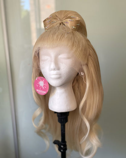 Blonde Bow Half-Up Half-Down